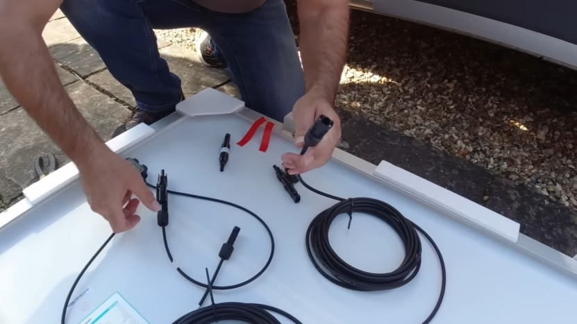 Install Solar Panels connect cables